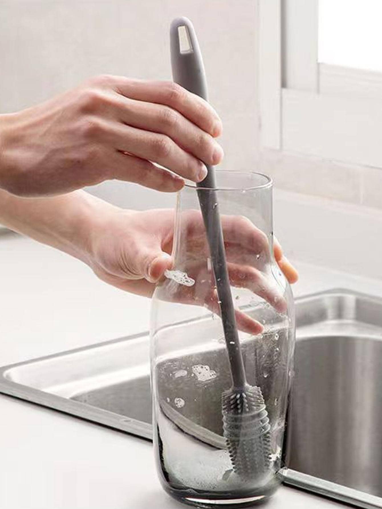 1 spazzola per la pulizia della tazza in TPR, spazzola per la pulizia multifunzione bicolore con manico lungo per la casa, cucina, bagno, casa, articoli per la casa