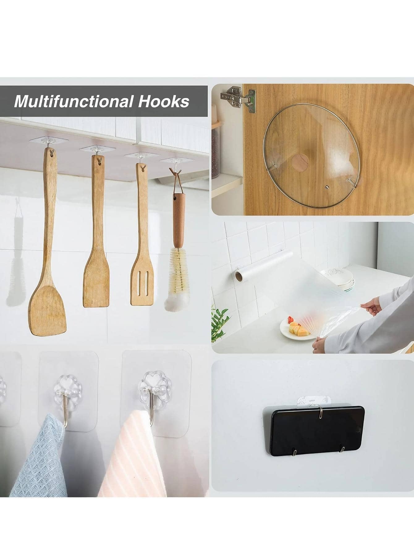 Ganci da parete autoadesivi resistenti, ganci trasparenti senza cuciture per chiavi, bagno, doccia, esterno, cucina, porta, bricolage, gancio adesivo