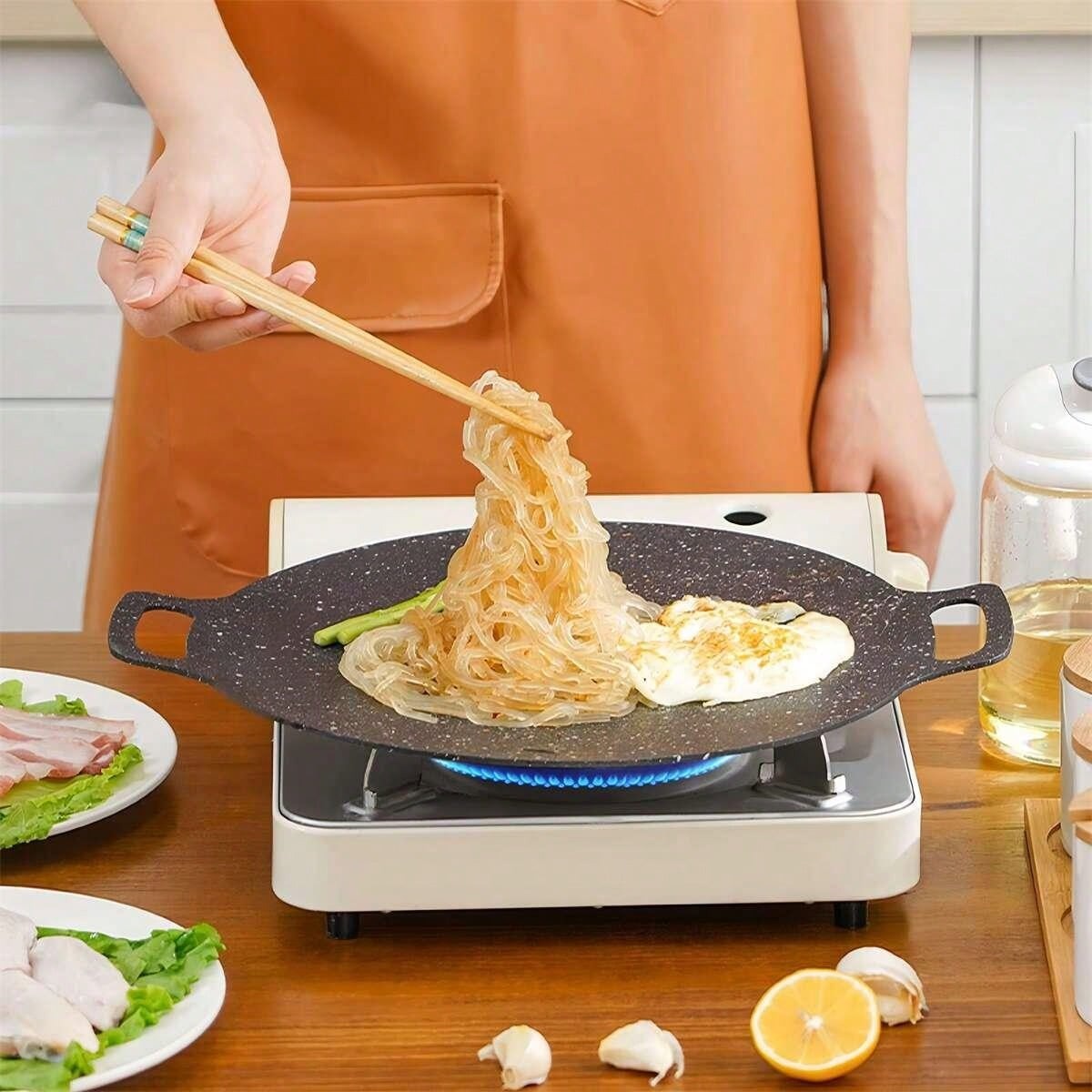 Padella In Ghisa Antiaderente (con Borsa Per Il Trasporto) E Teglia Per Pizza, Padella Per Grigliare Con Doppio Manico Antiaderente, Per Dosa, Cornbread, Padella Per Grigliare Rotonda, Padella Per Grigliare Circolare, Con Manico