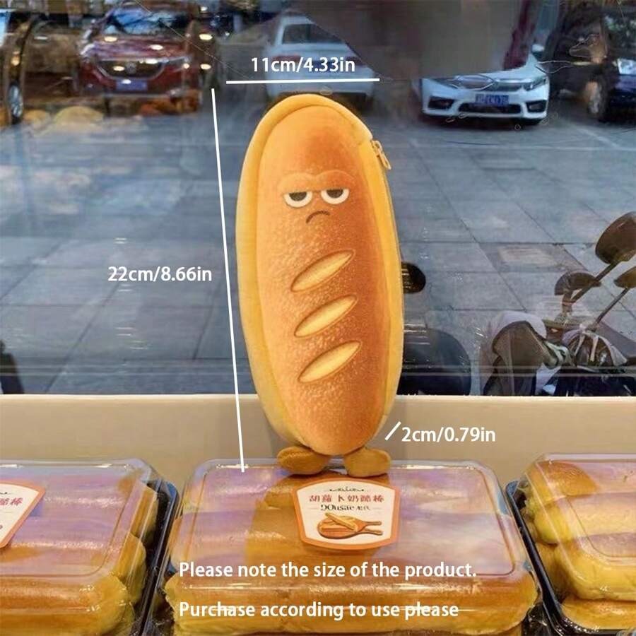 Astuccio a forma di pane carino, borsa per cancelleria con motivi divertenti, bustina portamatite, borsa per la scuola