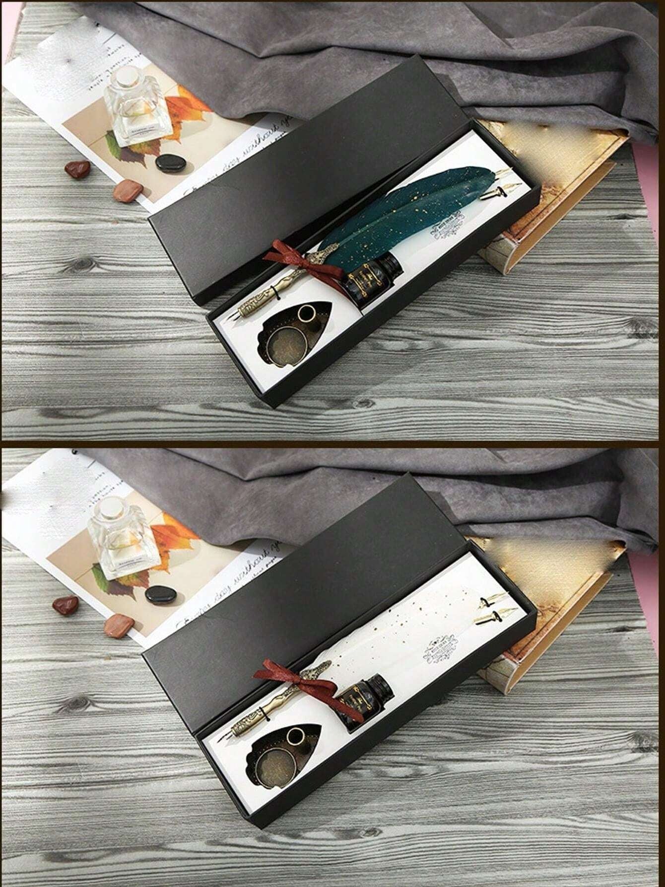 Penne Vintage Firmate, Pennino Di Piuma Con Inchiostro Brillante E 2 Punte Di Ricambio, Perfetto Per La Calligrafia E La Scrittura Antica, Regalo Di San Valentino, Regalo Della Festa Della Mamma, Regalo Di Alta Gamma Confezionato