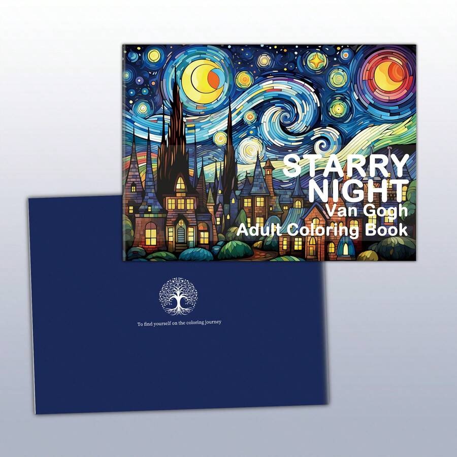 Libro da colorare per adulti con 32 pagine, stile Van Gogh con motivi della notte stellata, materiali per l'arte per alleviare lo stress, rilassante, riflessivo e decompressivo - regalo natalizio ideale per uomini, donne e adolescenti