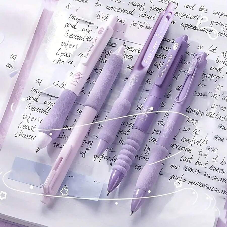 Penna Neutra A Pulsante Ad Asciugatura Rapida Con Punta In St, 0,5 Mm, Penna Speciale A Pennello Per Esercizi, Impugnatura Nuvola Cs, Nera