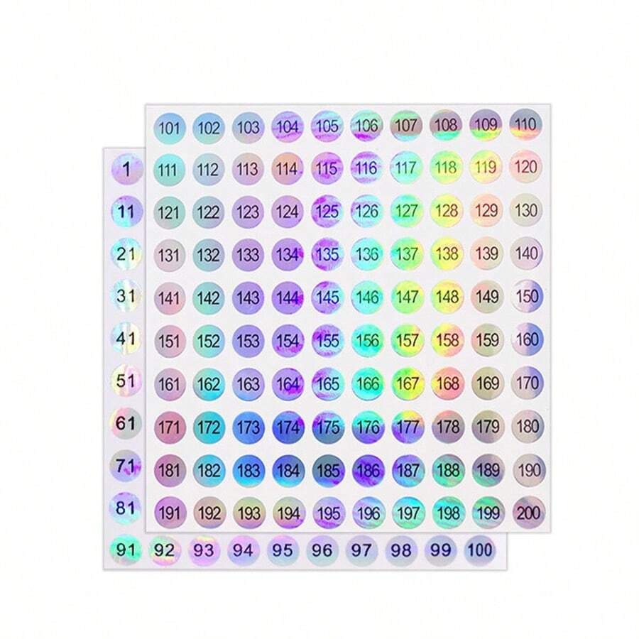 500 pezzi/5 fogli numerazione da 1 a 500 o 1 pezzo/foglio numerazione da 1 a 100, adesivi numerati per bottiglie di smalto, etichette circolari olografiche impermeabili con codice per album