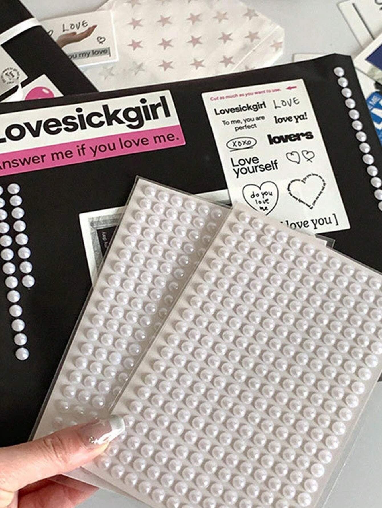 Un foglio di 260pz Adesivo decorativo per catena di perle bianche a mezza circonferenza in stile balletto "Ins" fai-da-te per Gukka Journal Scrapbooking Gift Decoration