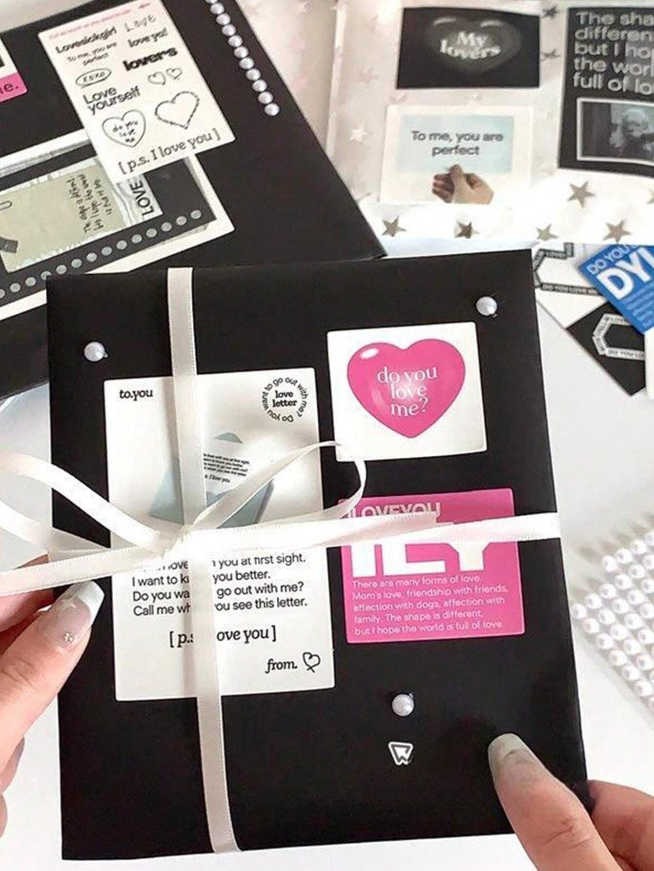 Un foglio di 260pz Adesivo decorativo per catena di perle bianche a mezza circonferenza in stile balletto "Ins" fai-da-te per Gukka Journal Scrapbooking Gift Decoration