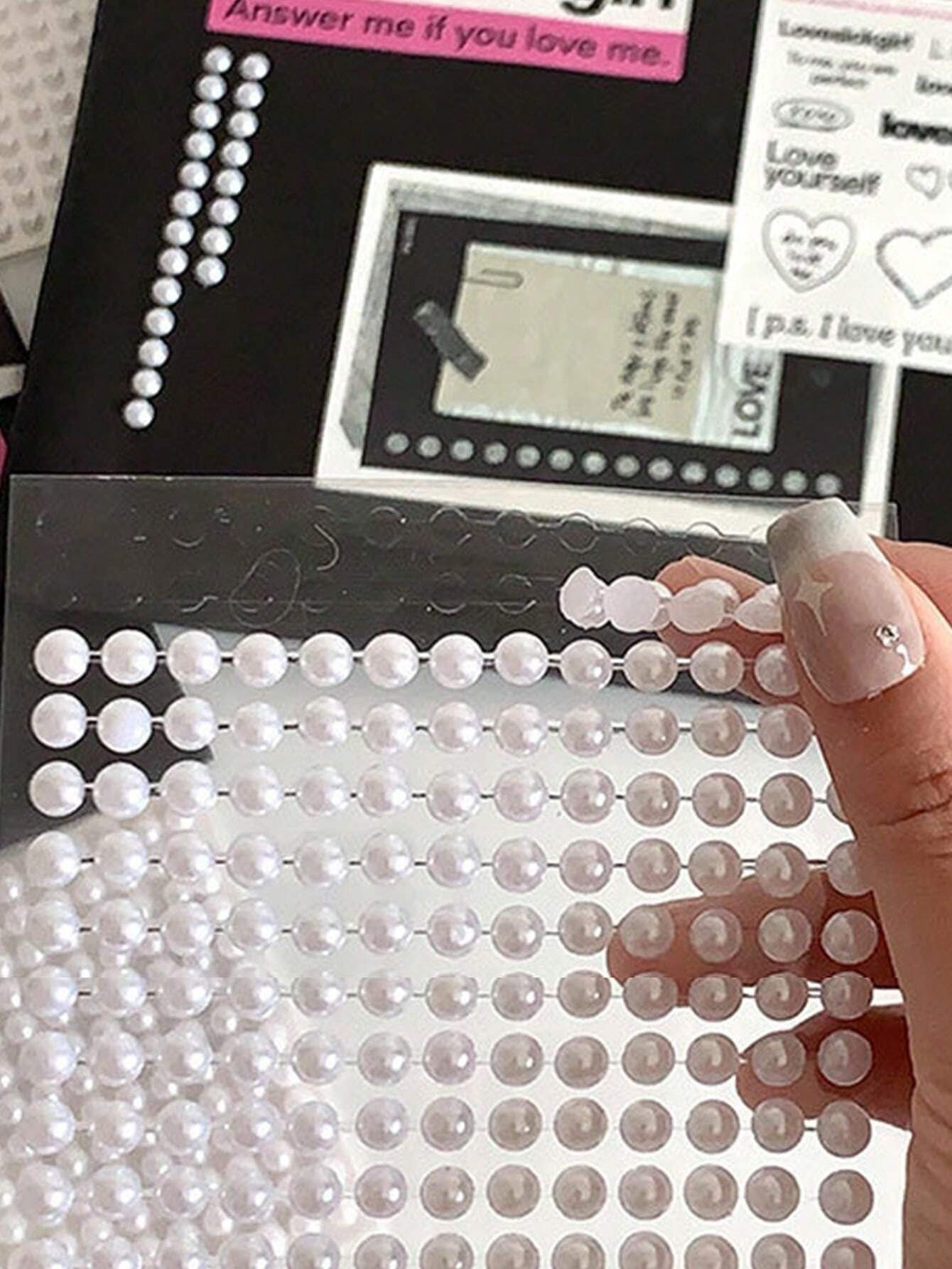Un foglio di 260pz Adesivo decorativo per catena di perle bianche a mezza circonferenza in stile balletto "Ins" fai-da-te per Gukka Journal Scrapbooking Gift Decoration