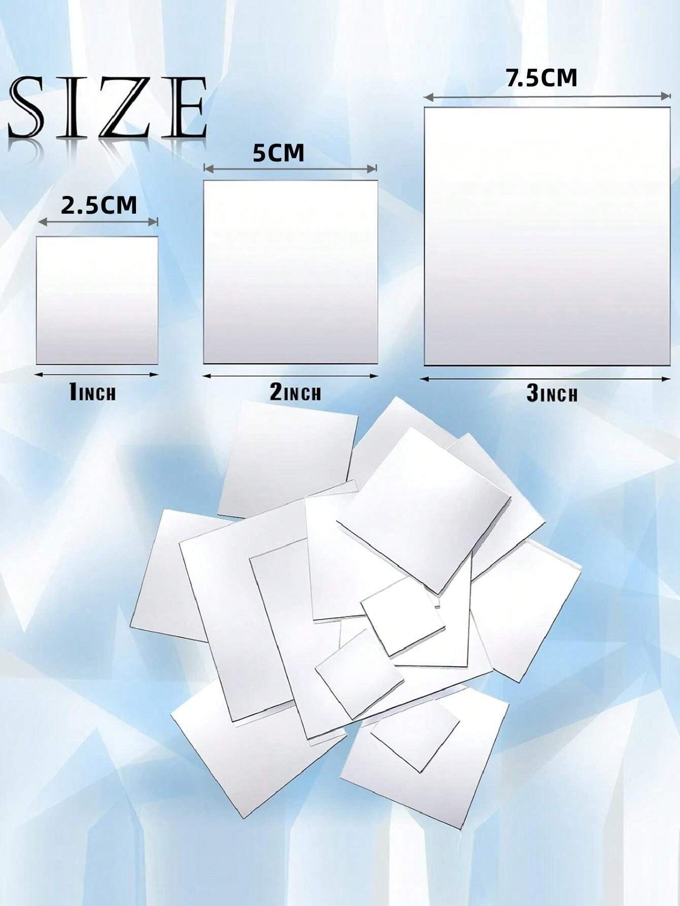 20 pezzi 2,5/5/7,5 cm Adesivi decorativi per specchi a mosaico quadrati piccoli, impermeabili e lavabili, ideali per salotto, sala da pranzo, adesivi per piastrelle da bagno, adesivi, decorazioni da parete