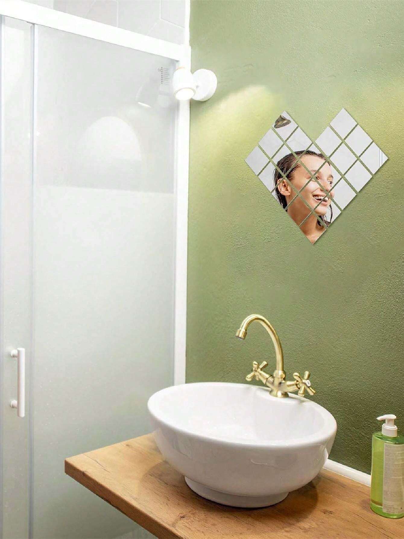20 pezzi 2,5/5/7,5 cm Adesivi decorativi per specchi a mosaico quadrati piccoli, impermeabili e lavabili, ideali per salotto, sala da pranzo, adesivi per piastrelle da bagno, adesivi, decorazioni da parete