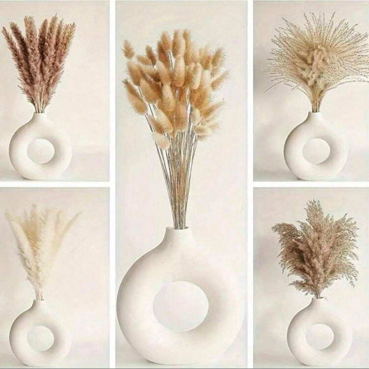 Fiori secchi di erba di pampa bianca e coda di coniglio, decorazione in stile bohémien, decorazione floreale artificiale da parete per il bagno, San Valentino, regalo, decorazione autunnale, piante finte