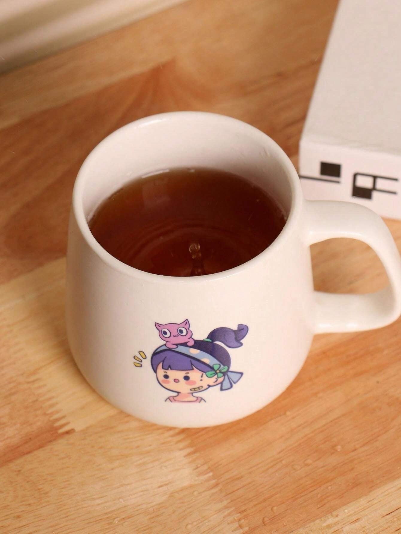 Tazza di ceramica da 350ml con gatto carino, grande capacità per caffè/latte, torna a scuola