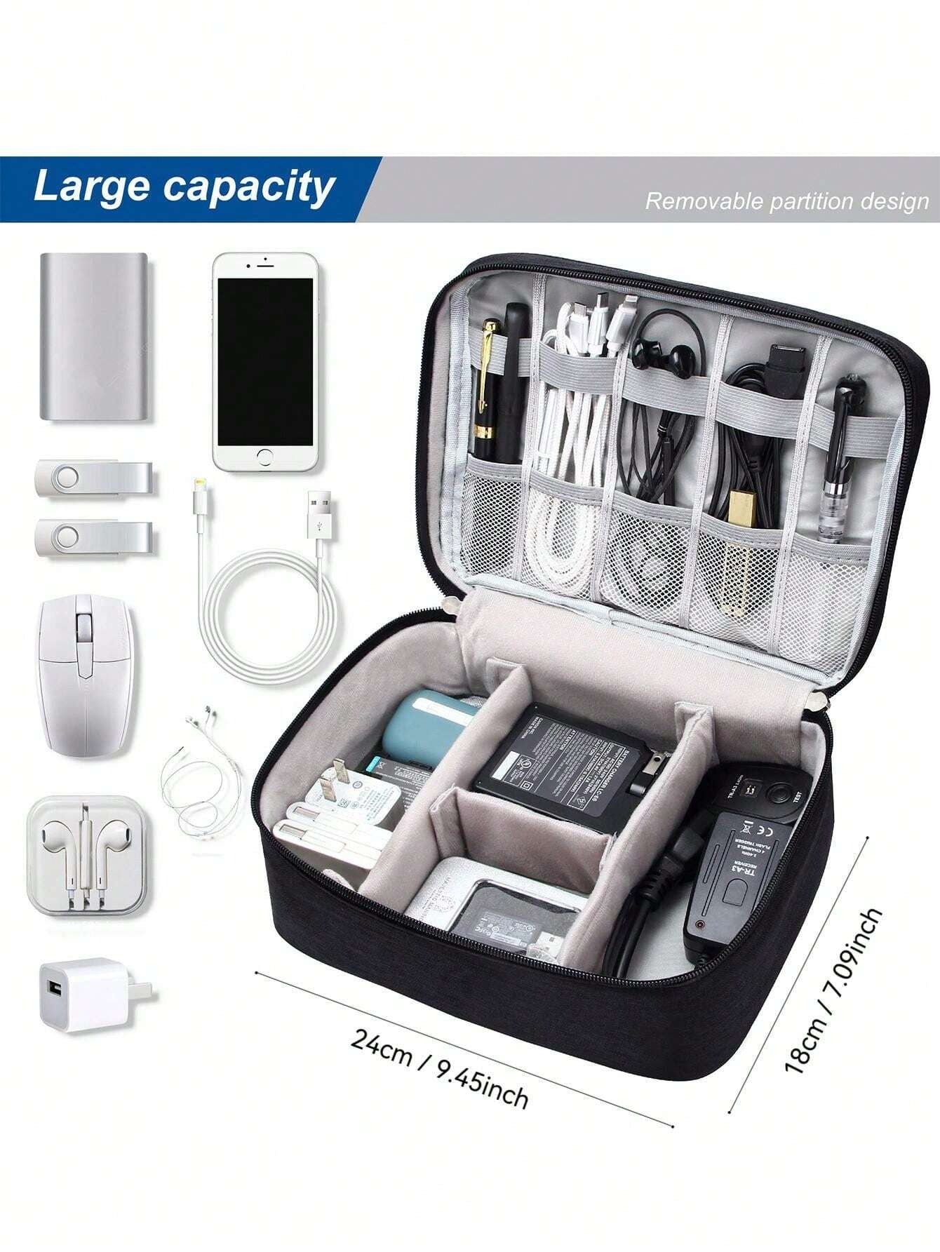 1 pezzo Borsa portatile impermeabile per l'organizzazione di elettronica, cavi e caricabatterie, borse per cosmetici, makeup, accessori da viaggio