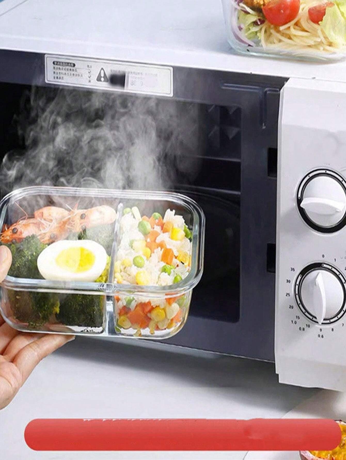 1/2 Porzione Contenitore per Alimenti con Coperchio, Lunch Box in Vetro Microonde-Friendly, Contenitore per Pasti per Ritorno a Scuola