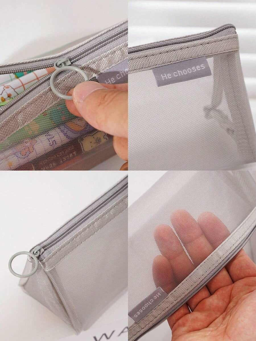 Semplice Grande capacità Trasparente Visibile Borsa per matite in rete, piccolo regalo di articoli da cancelleria per studenti, penna per firma d'esame, penna neutra e altri articoli di cancelleria per ufficio e scuola
