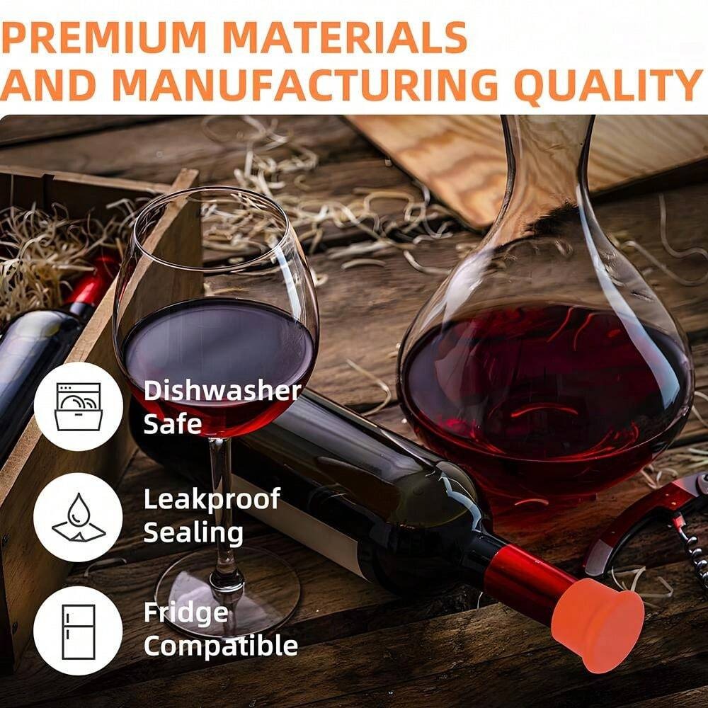Tappo in silicone semplice e facile da usare per vino, tappo in silicone riutilizzabile per bottiglie di vino, birra, champagne, lavabile in lavastoviglie
