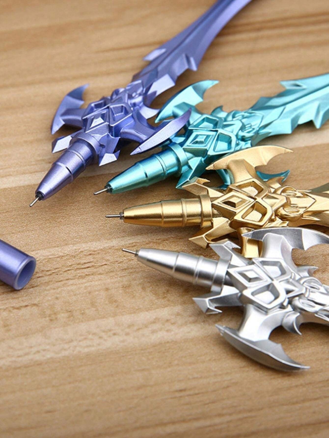 Penne neutre a forma di spada retrò, design armi da arti marziali anime, articoli di cancelleria per studenti, colore casuale