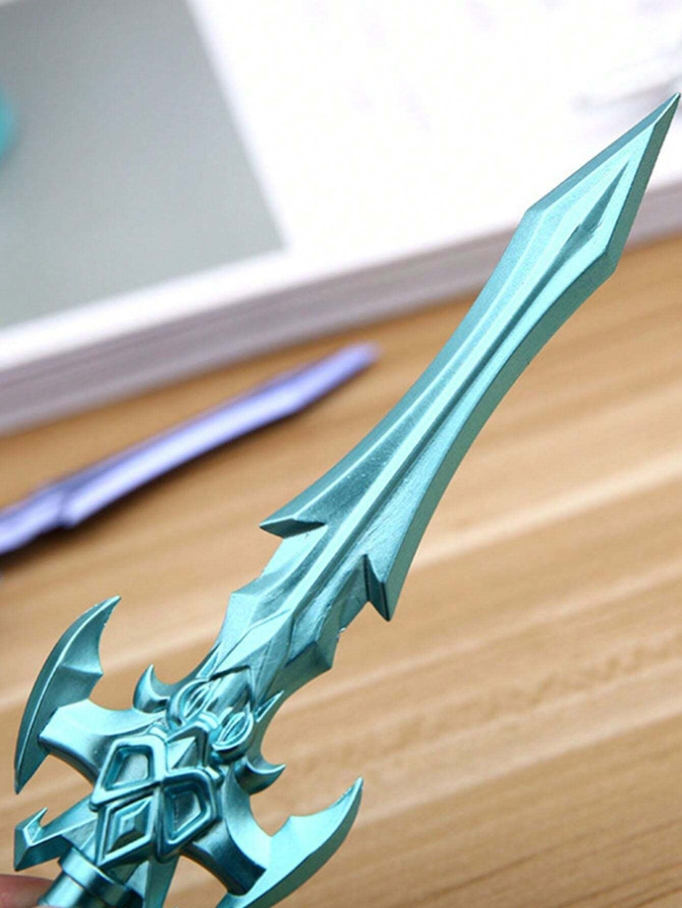 Penne neutre a forma di spada retrò, design armi da arti marziali anime, articoli di cancelleria per studenti, colore casuale