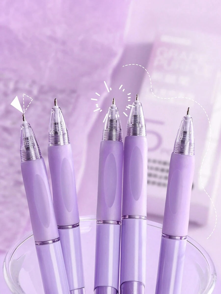 Set da 5 penne a gel con rivestimento in silicone comodo, inchiostro nero da 0,5 mm, accessori per ufficio e scuola