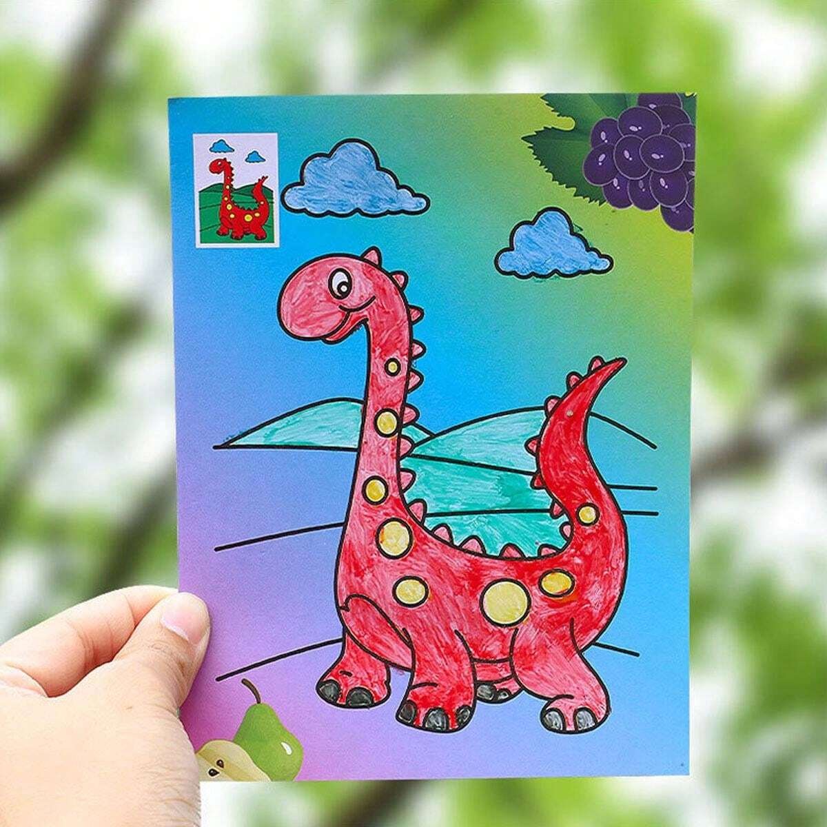 Set di pittura ad acquerello, Kit di pittura fai da te (2 dipinti + 1 pennello + 4 colori), Forniture artistiche creative puzzle, Ritorno a scuola