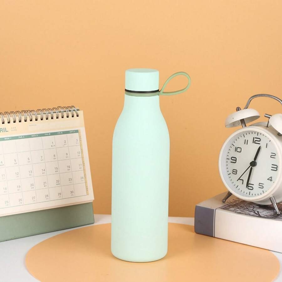 bottiglia d'acqua da 500ml/17oz in acciaio inox a doppio strato, creativa, con manico in corda, mantiene caldo/freddo, texture liscia, adatta per uso all'aperto, yoga e domestico