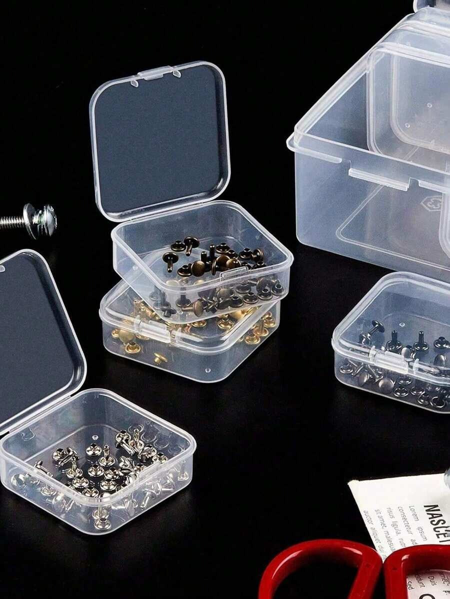 set da 15 pezzi di mini scatole di plastica trasparente: ideale per l'organizzazione di piccoli oggetti, gioielli, ferramenta, cancelleria, fai da te, arti e mestieri, San Valentino, matrimoni, compleanni, ritorno a scuola
