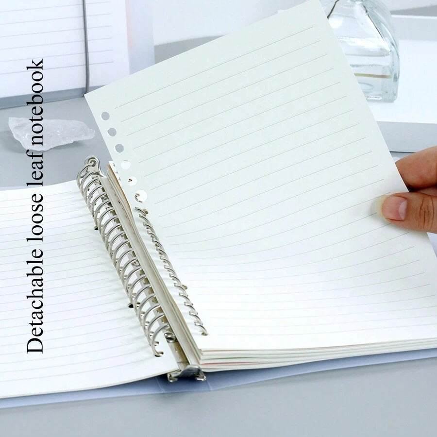 Notebook a fogli mobili con spirale trasparente, dimensioni A5/B5, 108 pagine, decorato con luna e pianeti, taccuino per appunti e diario, forniture per la scuola