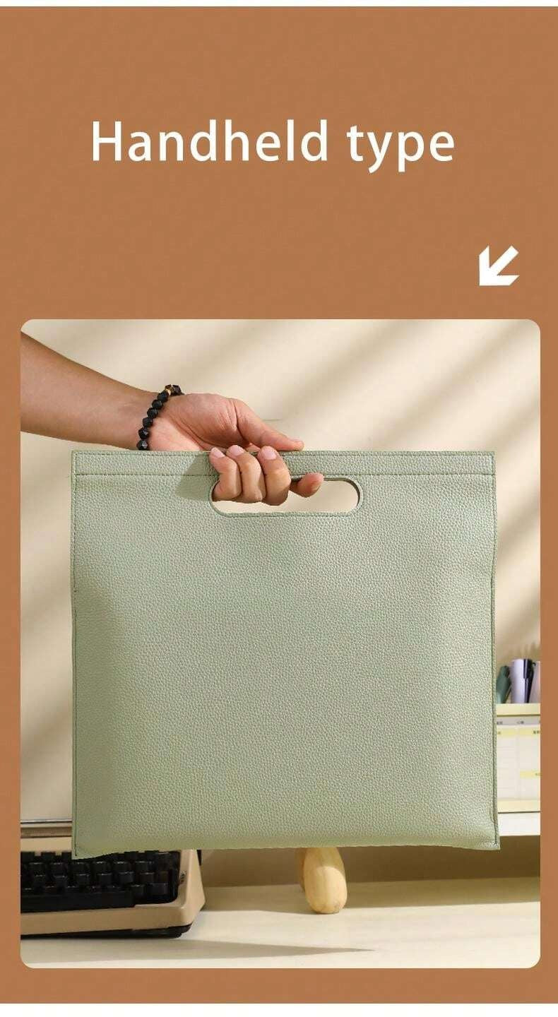 Cartella portadocumenti formato A4 in pelle spessa con motivo litchi, custodia da ufficio, valigetta per archiviazione di documenti, forniture scolastiche