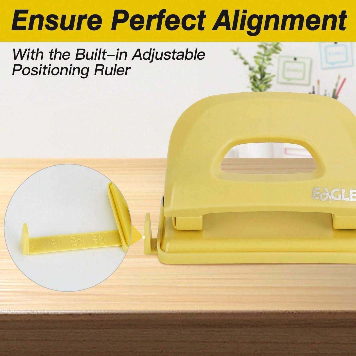 Eagle Perforatore di carta a 2 fori, perforatore di piccoli fori, capacità 12 fogli, perforatore con guida della carta e vassoio facile da pulire, ideale per l'ufficio e l'uso domestico