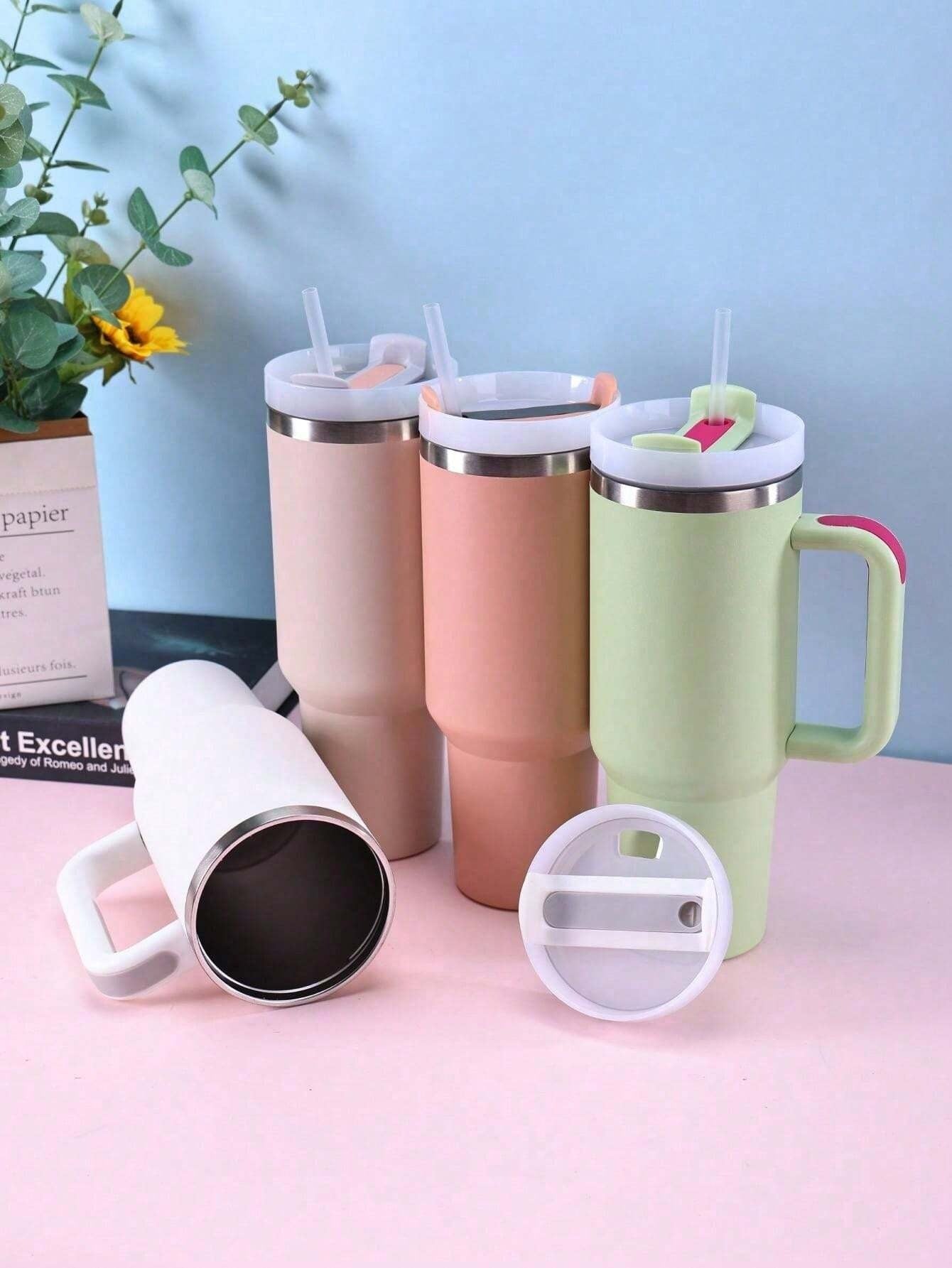 1 pezzo, 1200ml, tazza termica rivestita in acciaio inox a doppia parete, isolata sottovuoto, da 40 once, 2a generazione, multicolore, con 1 cannuccia in PP, adatta come regalo per feste, disponibile anche separatamente