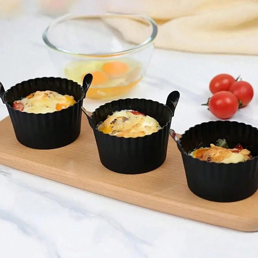 Tazze in silicone riutilizzabili per friggitrice ad aria - Stampi per uova e torte, accessorio da cucina essenziale per una cottura a vapore sana