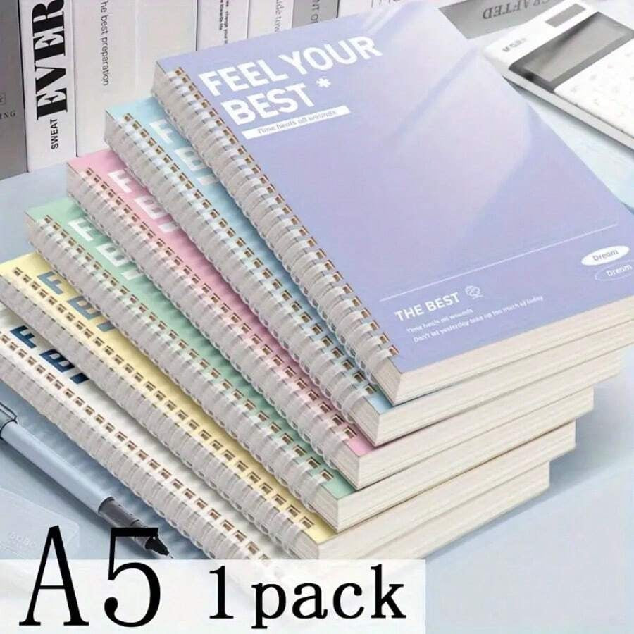 Quaderno a spirale, formato 1/6 di foglio 8.3" X 5.9" A5/B5, copertina in cartoncino, righe da 7mm, 6 colori, 60-120 pagine, per studiare e prendere appunti, diario, per il ritorno a scuola