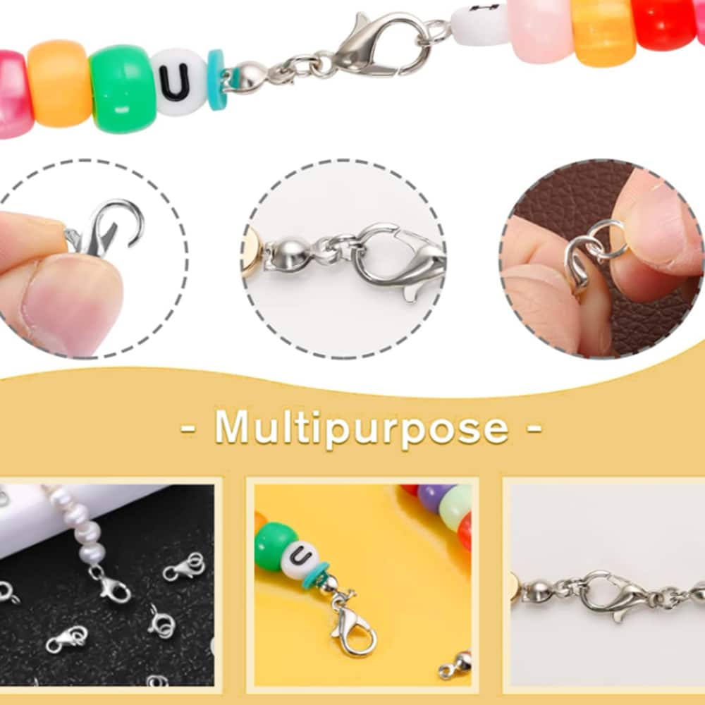 480 pz Kit con pinze, pinzette, anelli ad ardiglione - Fermagli a Noce di Mare - Anelli Aperti e Chiusure di Copertura - Distanziatori per Catene - Kit per Fai da Te per Realizzare Gioielli, Collane, Bracciali e Orecchini