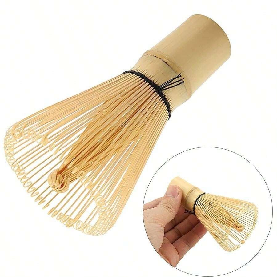 Frullatore tradizionale giapponese per matcha in bambù dorato fatto a mano, set da tè realizzato in bambù biologico durevole e sostenibile