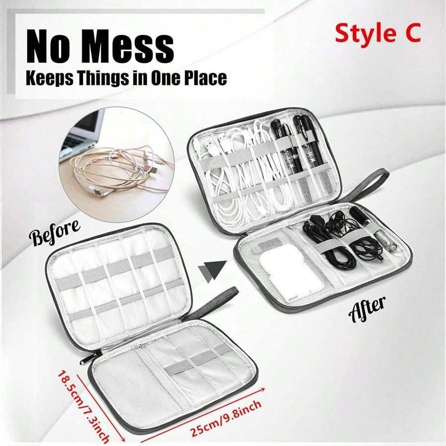 1 pezzo Borsa portatile impermeabile per l'organizzazione di elettronica, cavi e caricabatterie, borse per cosmetici, makeup, accessori da viaggio