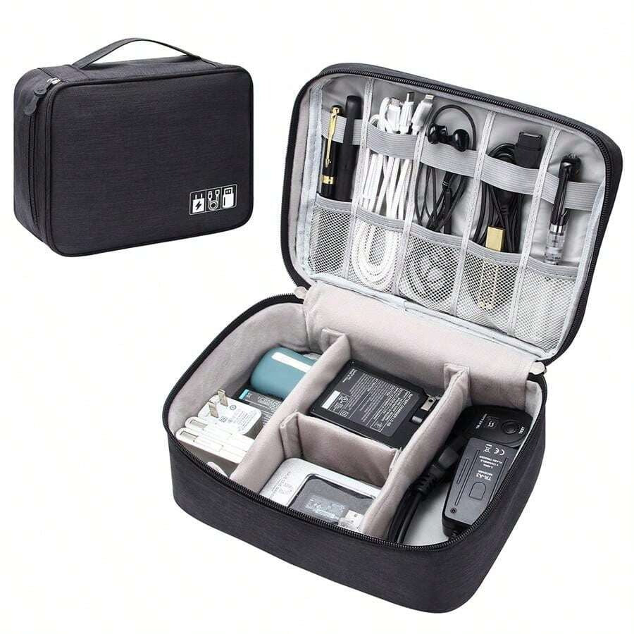 1 pezzo Borsa portatile impermeabile per l'organizzazione di elettronica, cavi e caricabatterie, borse per cosmetici, makeup, accessori da viaggio