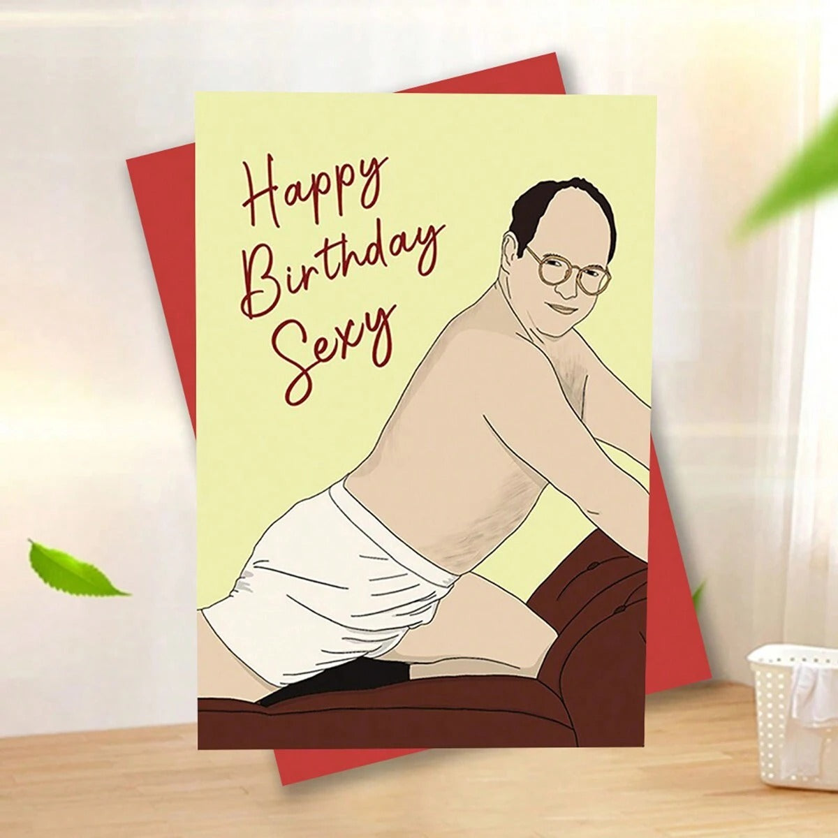 Biglietto d'auguri per compleanno divertente e spiritoso - "Buon compleanno sexy" - con busta, stampa di alta qualità, 16x11 cm, biglietto divertente con illustrazione di un uomo per famiglia e amici