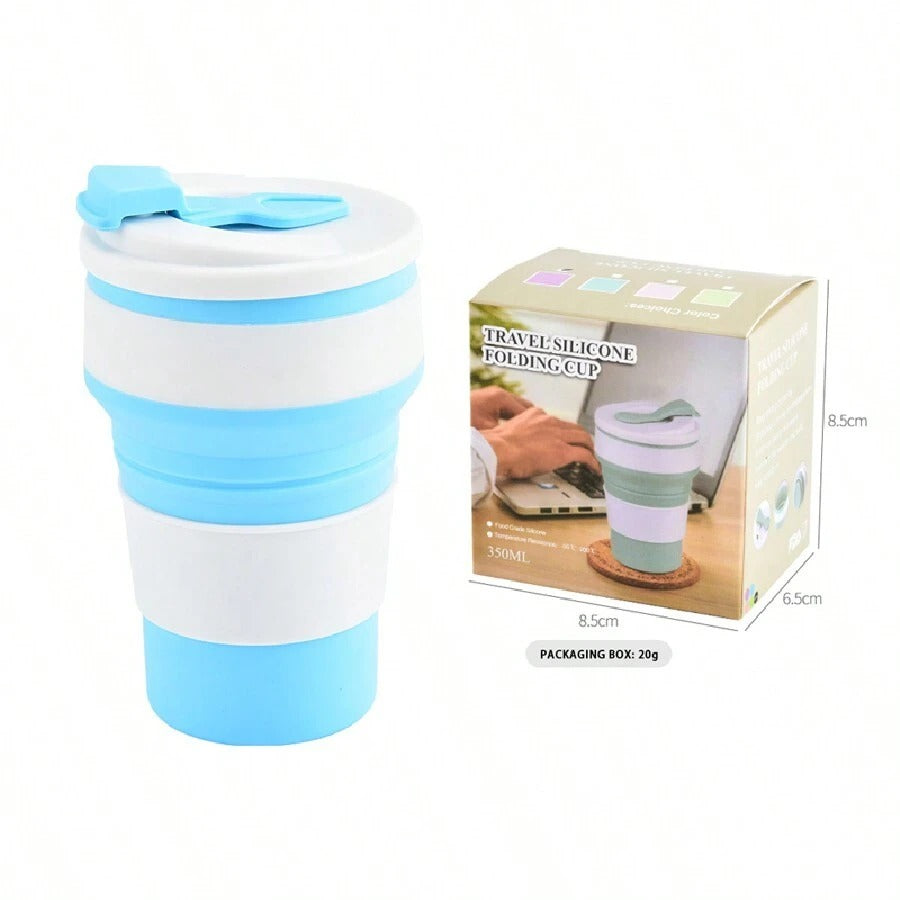 Tazza retrattile in silicone da 350 ml, tazza da risciacquo da campeggio da viaggio, tazza da ufficio per il caffè, tazza per il latte domestico, fornita in confezione colorata