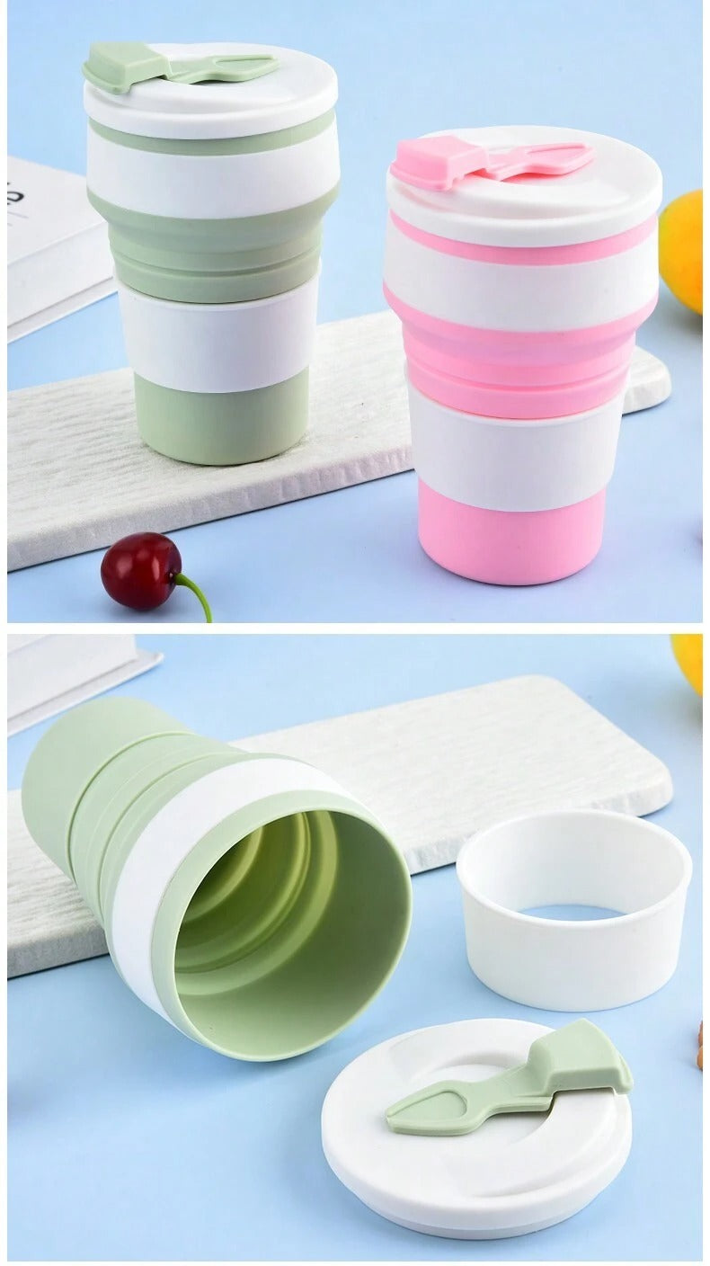 Tazza retrattile in silicone da 350 ml, tazza da risciacquo da campeggio da viaggio, tazza da ufficio per il caffè, tazza per il latte domestico, fornita in confezione colorata