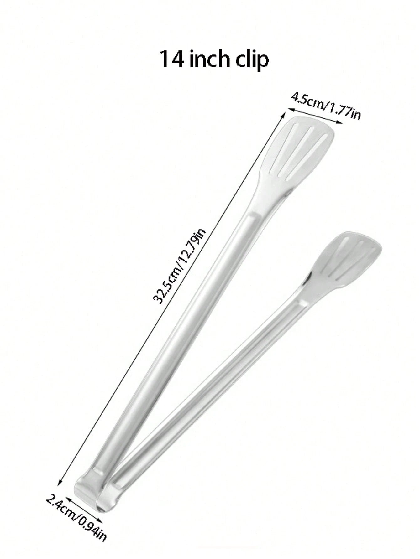 Pinze per alimenti in acciaio inossidabile da 7 pollici/9 pollici/12 pollici/14 pollici a 3 punte, rinforzate e resistenti al calore, per cucinare in casa, BBQ, bistecca, self-service, pinze per pane