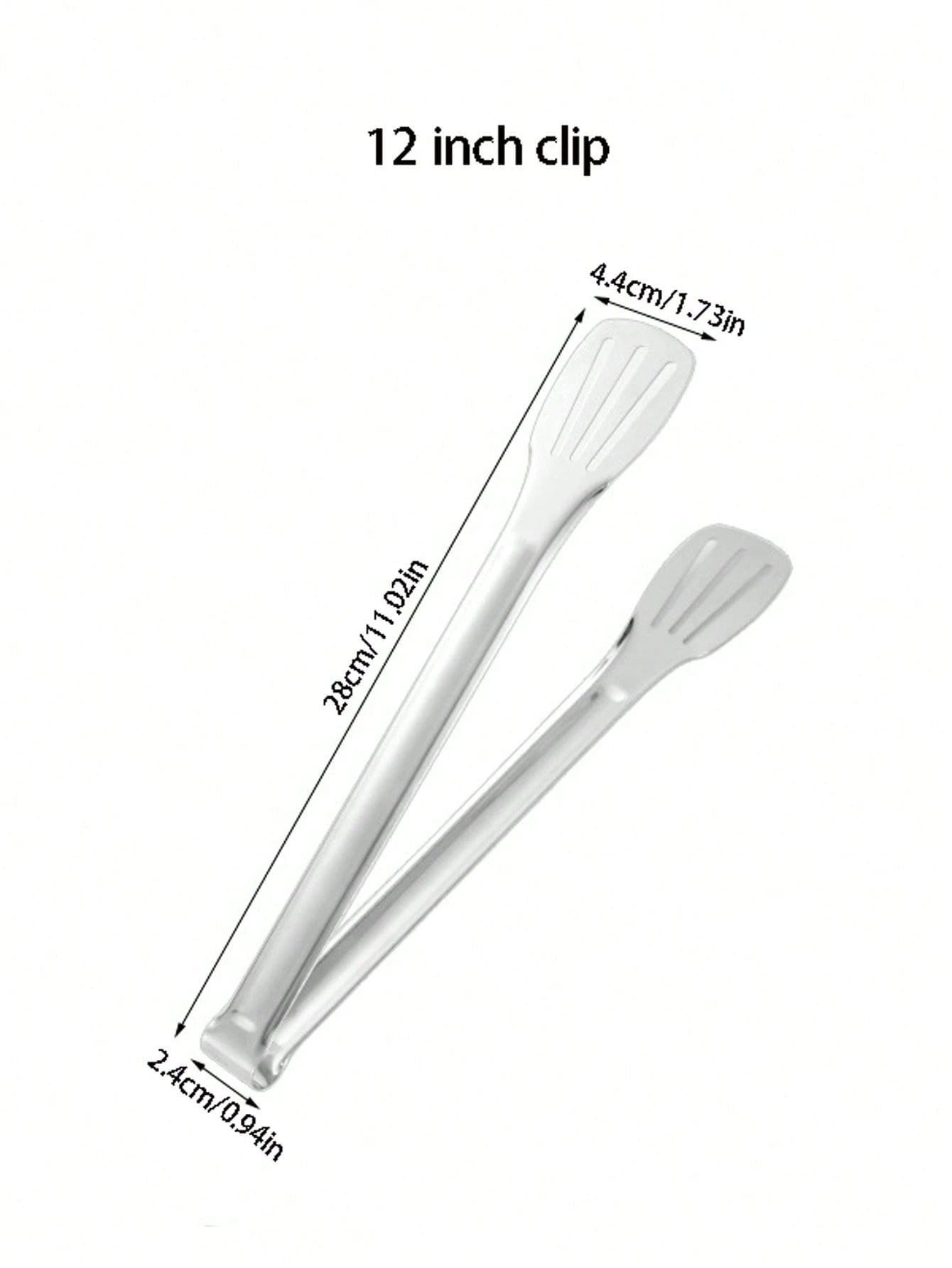 Pinze per alimenti in acciaio inossidabile da 7 pollici/9 pollici/12 pollici/14 pollici a 3 punte, rinforzate e resistenti al calore, per cucinare in casa, BBQ, bistecca, self-service, pinze per pane