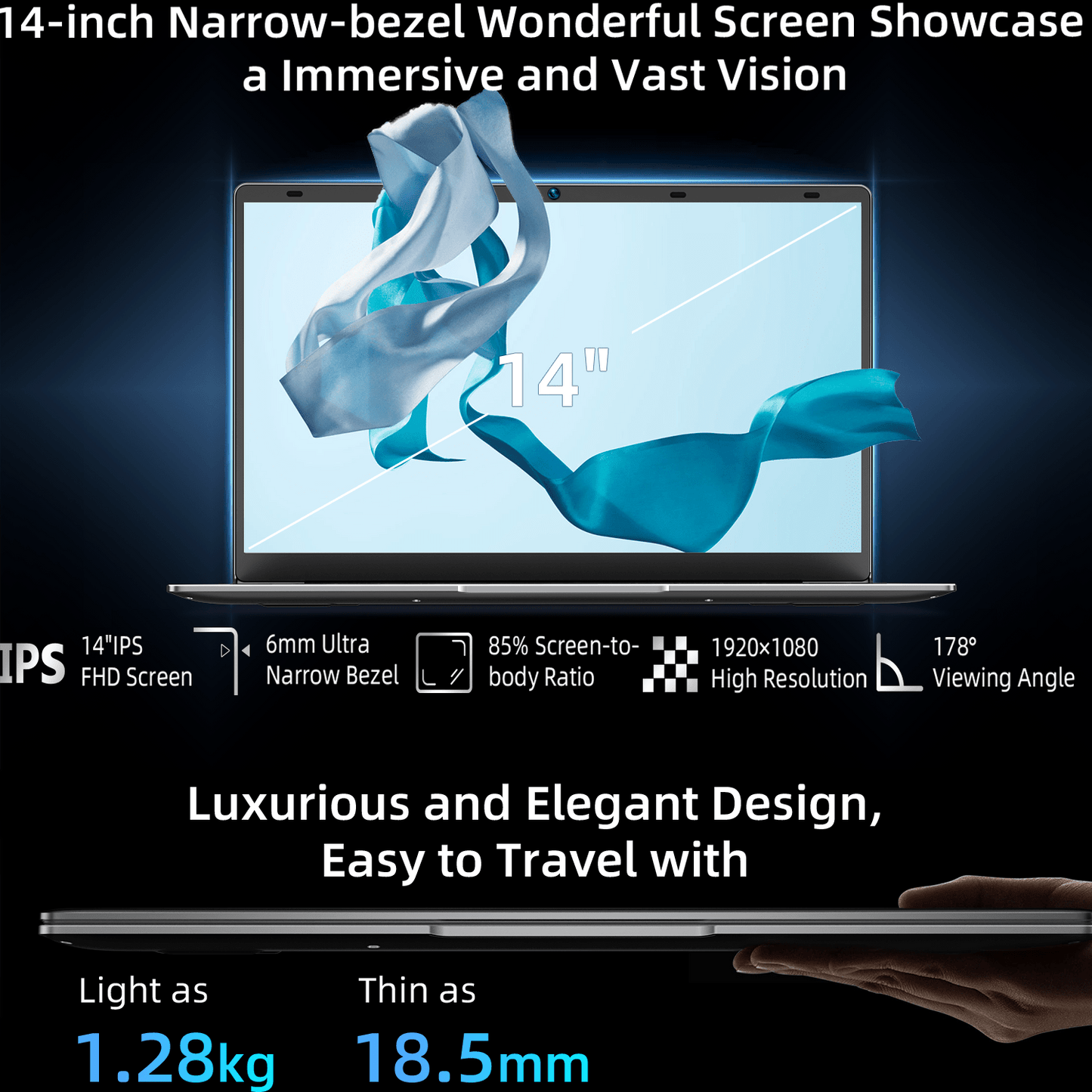 BMAX S14 PRO Notebook / Intel N5000 / 8 GB (LPDDR4) RAM 256 GB SSD / Laptop da 14 pollici 1920*1080 / Windows 11 / Wi-Fi USB+Mini / Batteria da 38 Wh / Peso 1,28 kg / PC portatile