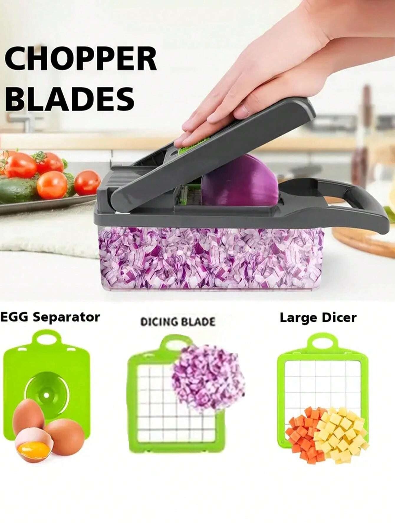 Trita verdure, tritatutto da cucina multifunzione, semplice da usare per insalate, lame intercambiabili, utensile da cucina e per feste, grattugia manuale con contenitore