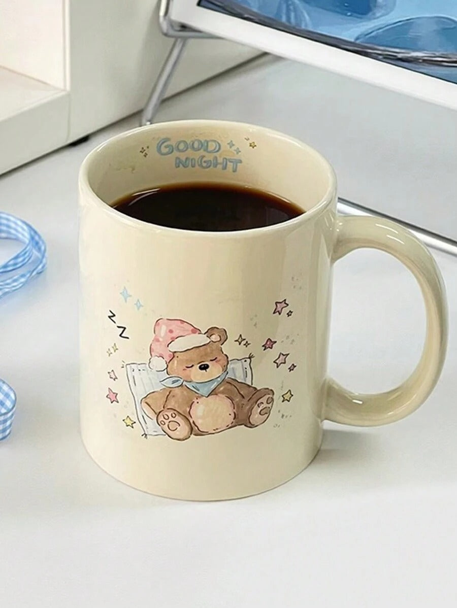 Tazza in ceramica con graziosi disegni di orso, fiocco e fiorellini, tazza da caffè per coppie, tazza in pregiata porcellana per latte, tazza per acqua con design di bassotto