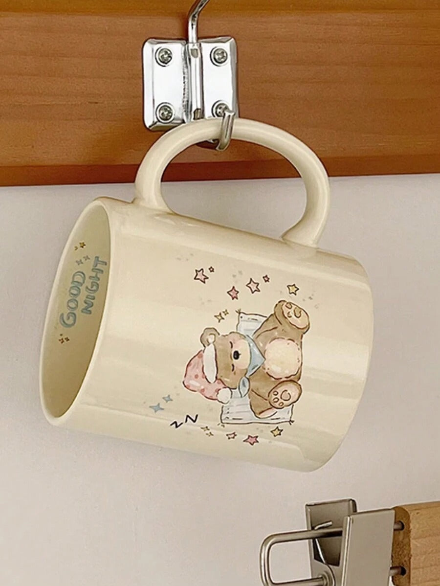Tazza in ceramica con graziosi disegni di orso, fiocco e fiorellini, tazza da caffè per coppie, tazza in pregiata porcellana per latte, tazza per acqua con design di bassotto