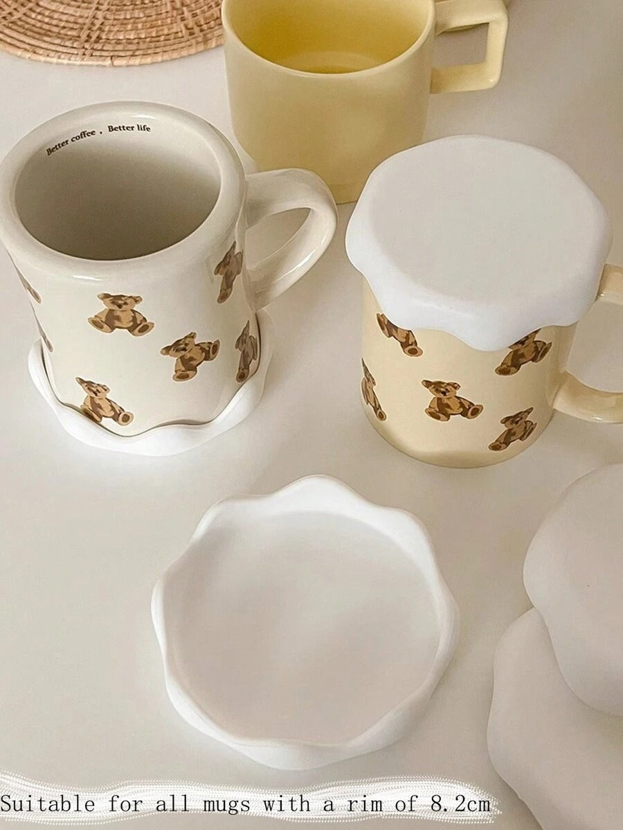 Tazza in ceramica con graziosi disegni di orso, fiocco e fiorellini, tazza da caffè per coppie, tazza in pregiata porcellana per latte, tazza per acqua con design di bassotto
