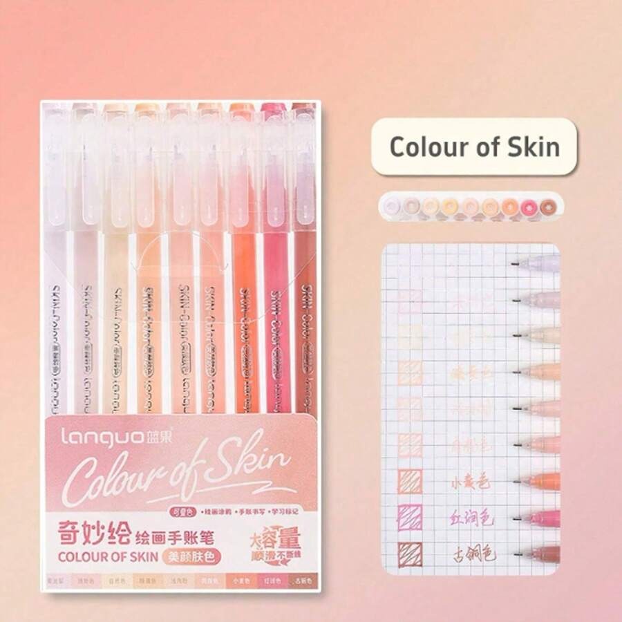 Scatola di 9 colori di penne gel di grande capacità: multicolore, inchiostro gel, adatte per diari di studenti, prendere appunti, scarabocchiare, evidenziare, in ufficio, per il Ringraziamento, il Natale