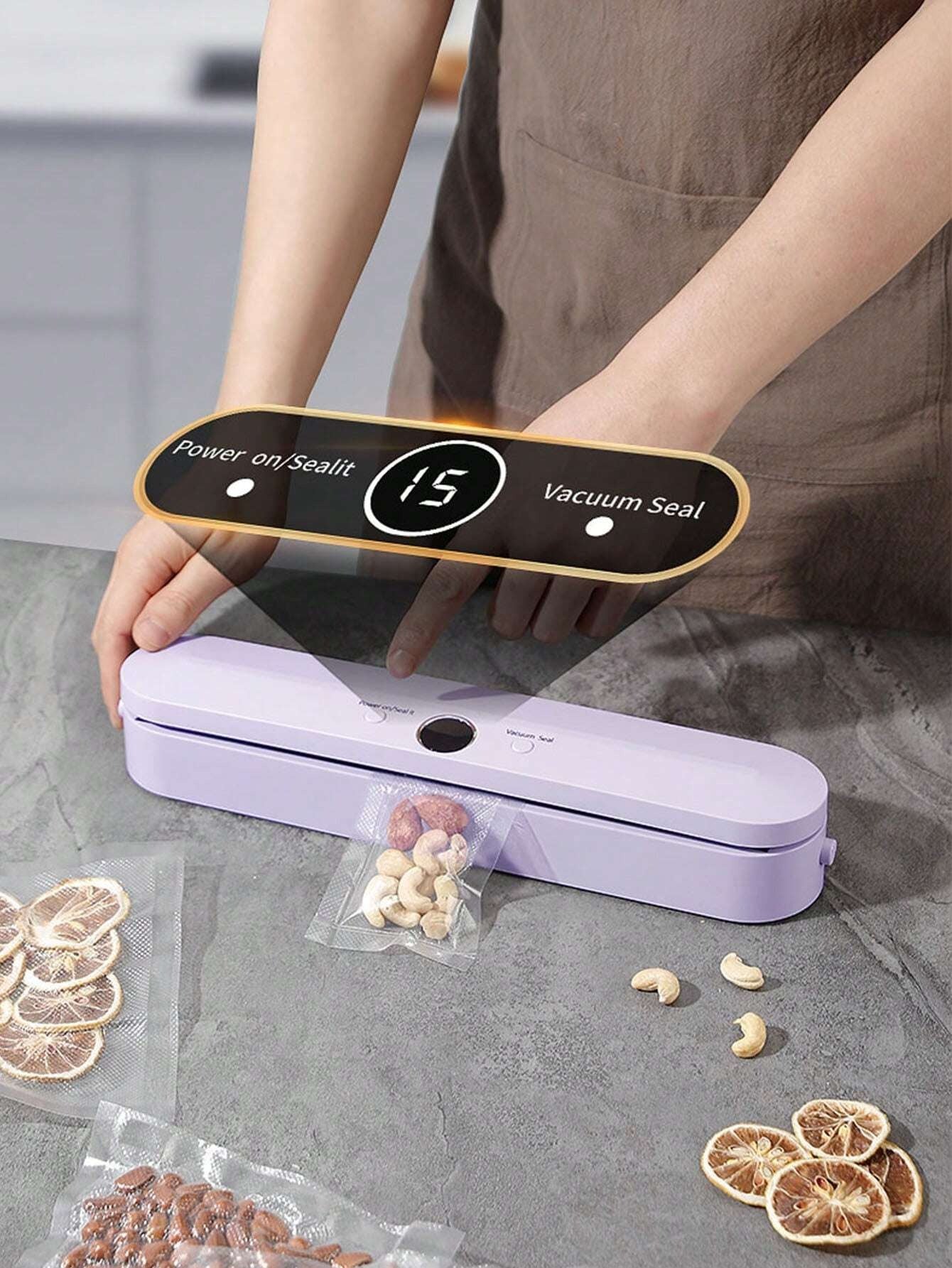 1 pezzo Macchina per sottovuoto ricaricabile senza fili, per la conservazione di alimenti secchi/umidi per prolungarne la freschezza, include 10 pezzi di sacchetti per la sigillatura sotto vuoto