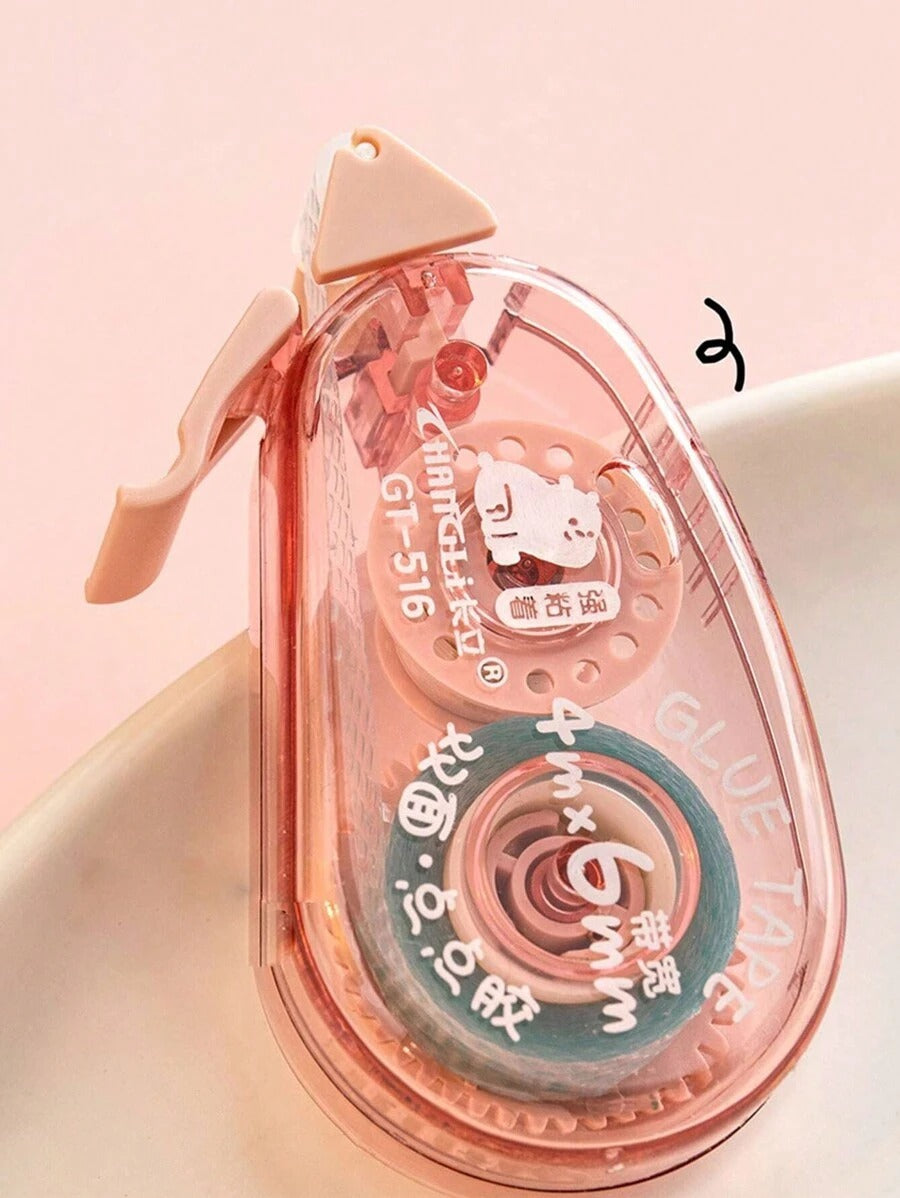 nastro adesivo decorativo a pois per studenti e ufficio, lunghezza 4m x larghezza 6mm, biadesivo trasparente, colore casuale