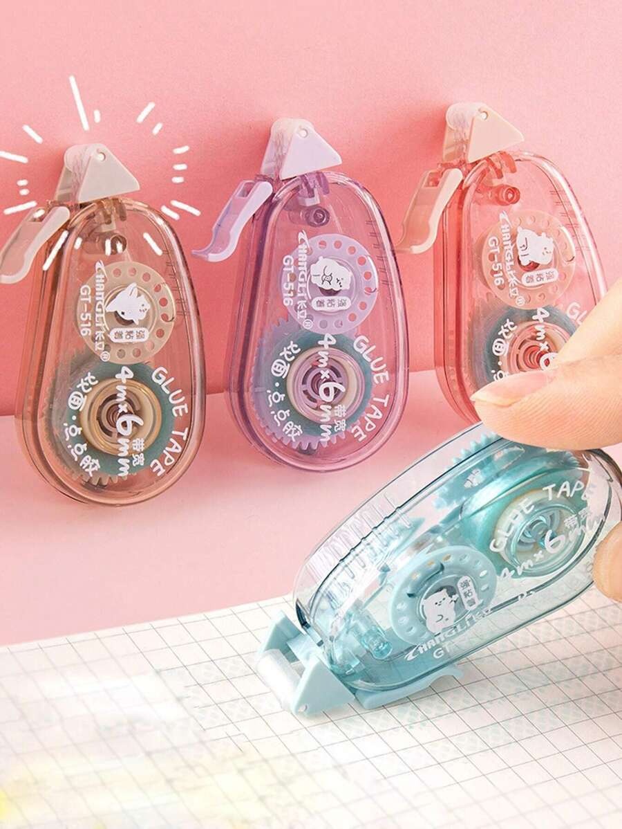 nastro adesivo decorativo a pois per studenti e ufficio, lunghezza 4m x larghezza 6mm, biadesivo trasparente, colore casuale