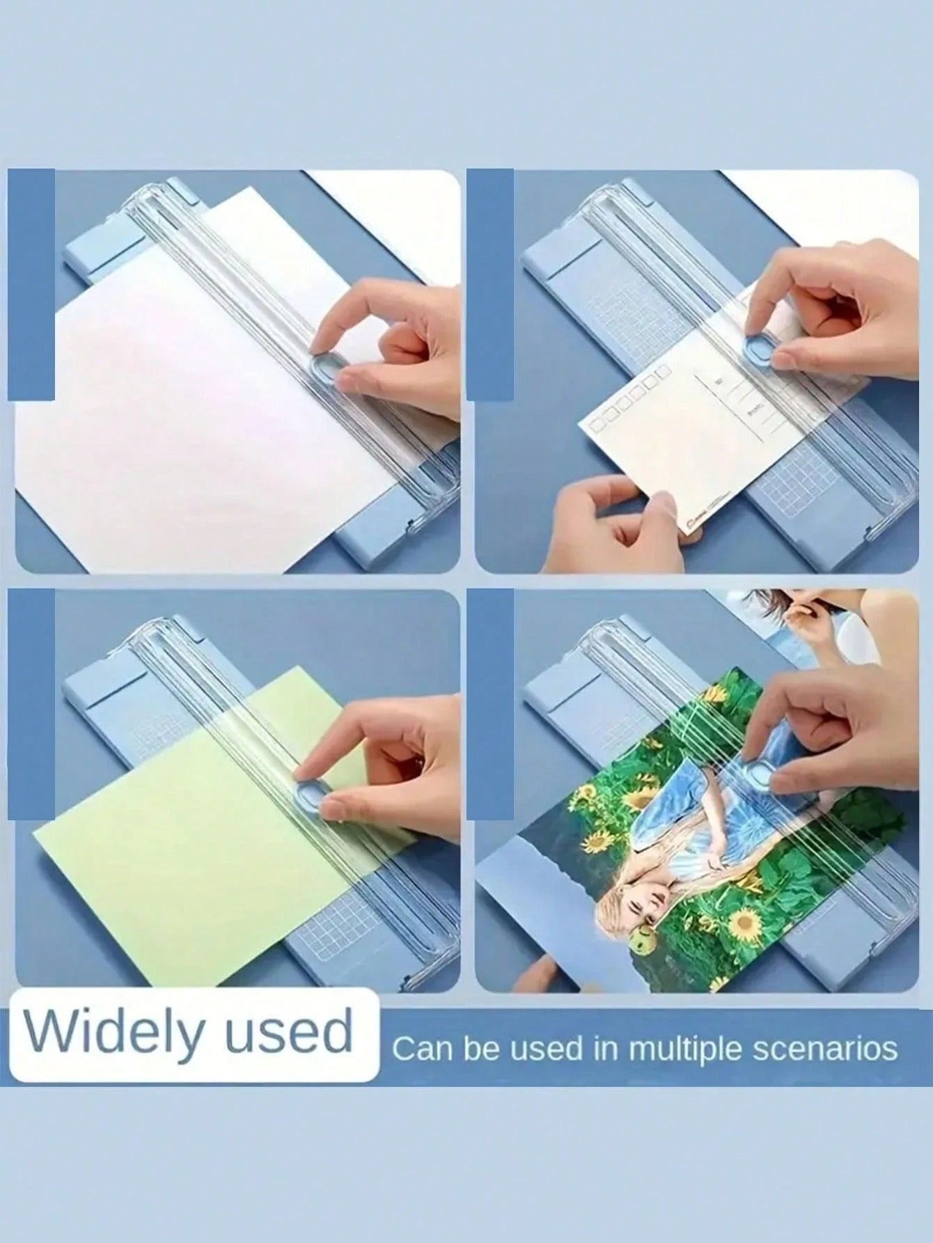 Taglierina per carta A4/A3, Taglierina per carta portatile in plastica, Mini strumento di taglio per foto, Lama da taglio manuale da scrivania